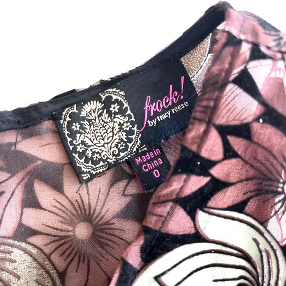 Anthropologie Tracy Reese Brown Floral Silk Tulle Dress Size 0 - Picture 6 of 12